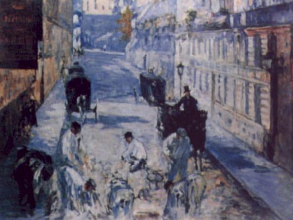 Edouard Manet La Rue Mosnier aux Paveurs oil painting picture